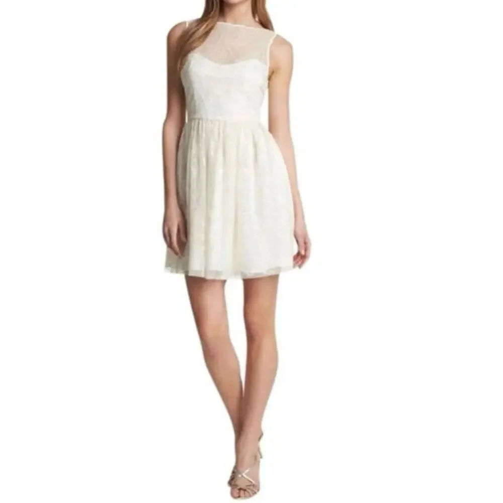 Jill Stuart Women’s 6 Sequin Ivory Mini Fit & Flare Dress - Picture 1 of 10